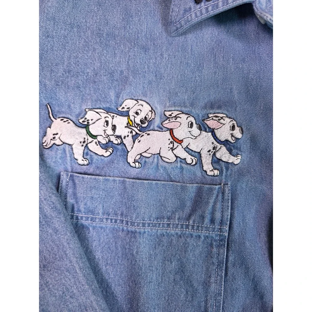 Vintage Disney Catalog 101 Dalmatians Denim Shirt Medium Embroidered - Picture 5 of 13